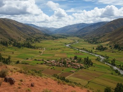 Multicoloured 3D mural with bird and mythological figures discovered at Huaca Yolanda in Peru